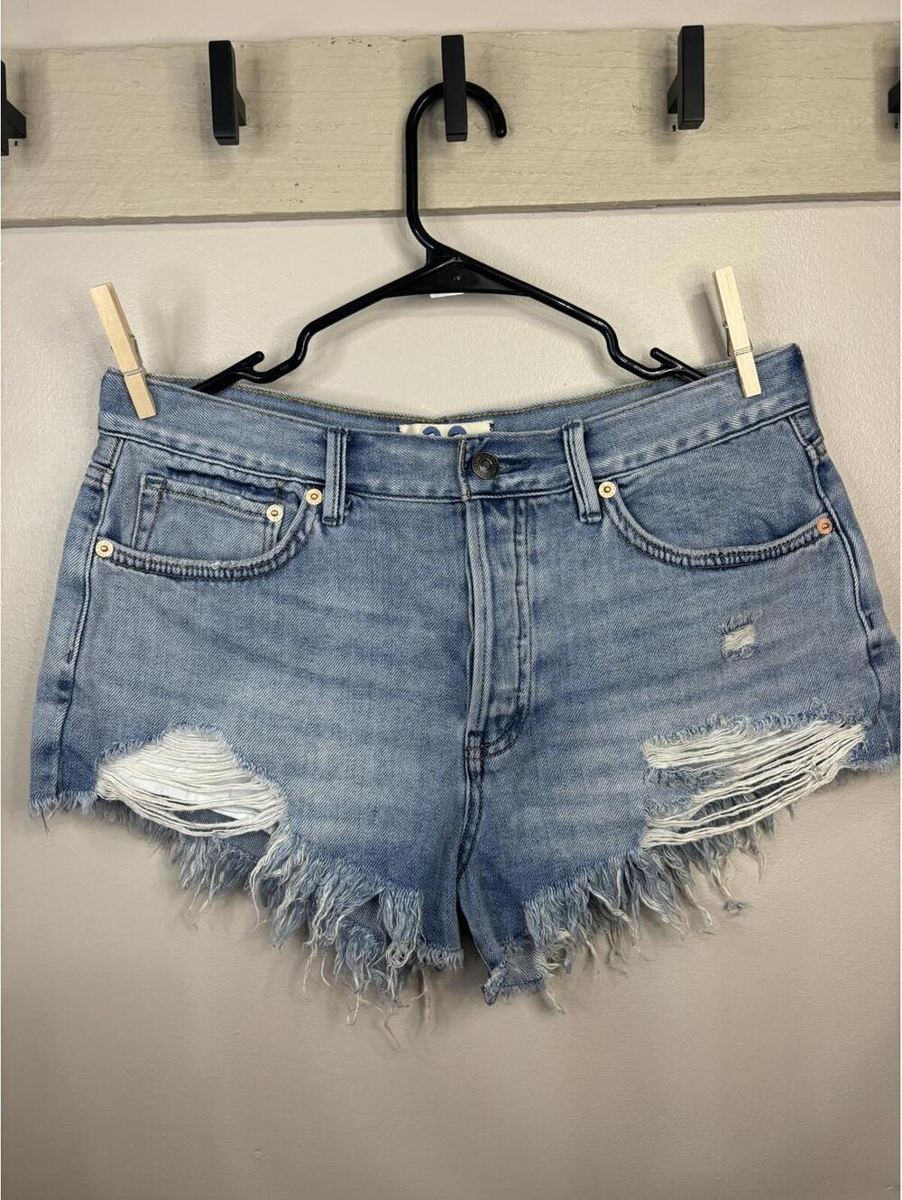 NWOT We The Free Distressed High-Waisted Denim Shorts Size 28